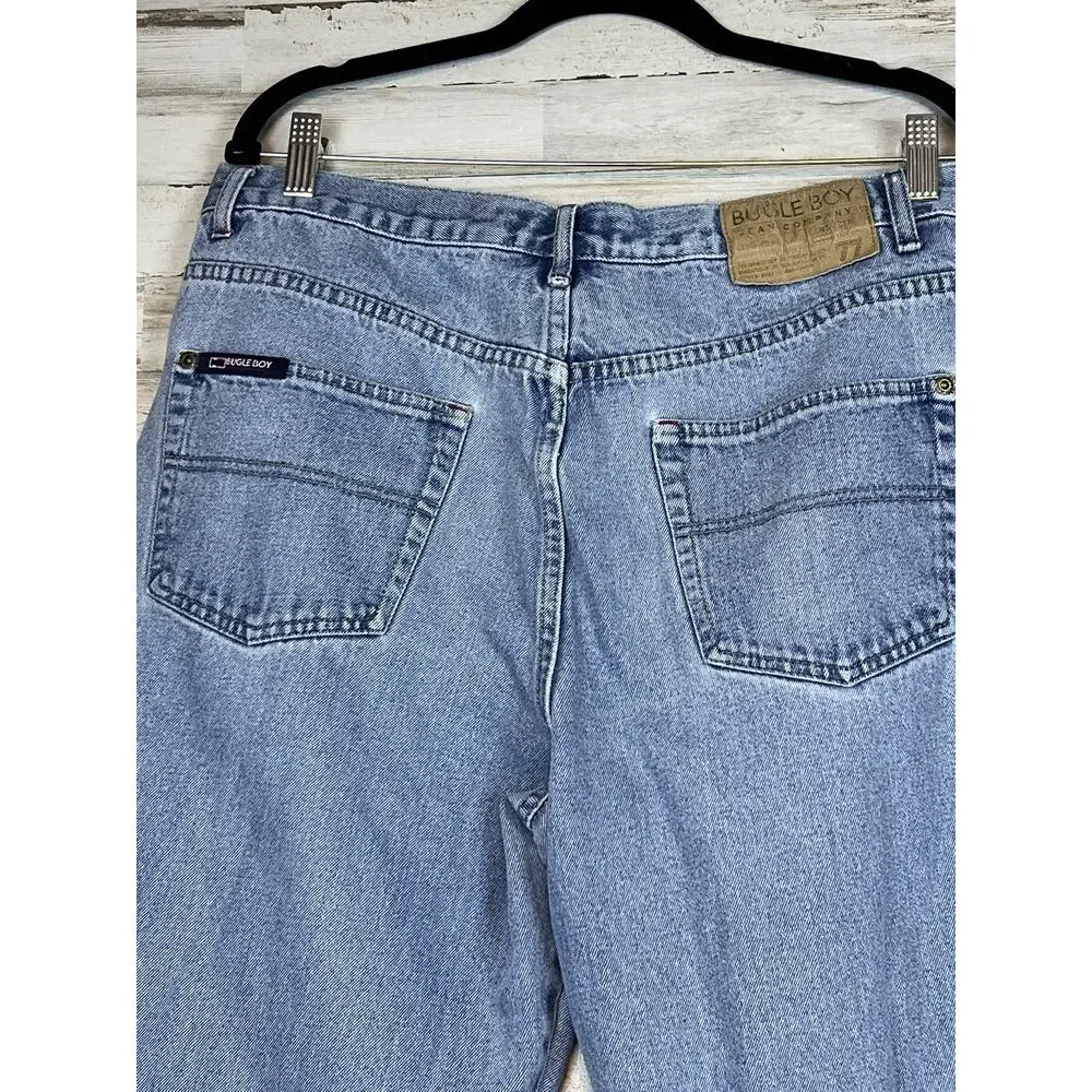 Vintage Bugle Boy Jeans Men 38x32 (37x31) Light Wash 90s Straight Leg USA Denim
